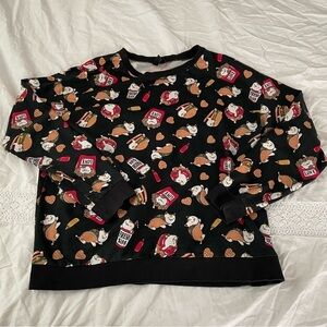 Divided H&M XL Black Junk Fast Food Taco Burger Fries Cat Sweatshirt